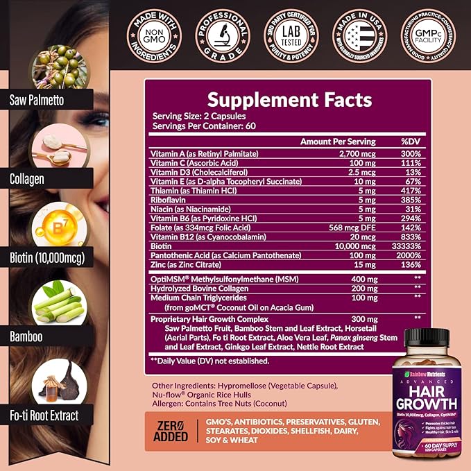 Hair Growth Rainbow Nutrients - Vitaminas para el crecimiento del cabello