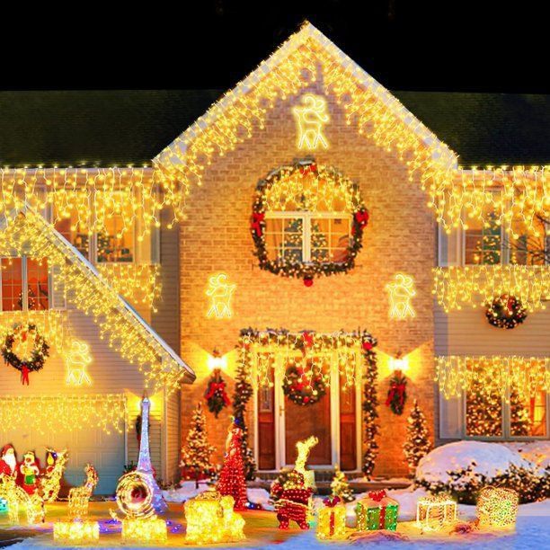 Luces de Cortina LED con Control Remoto para Decoraciones Navideñas en Interiores y Exteriores